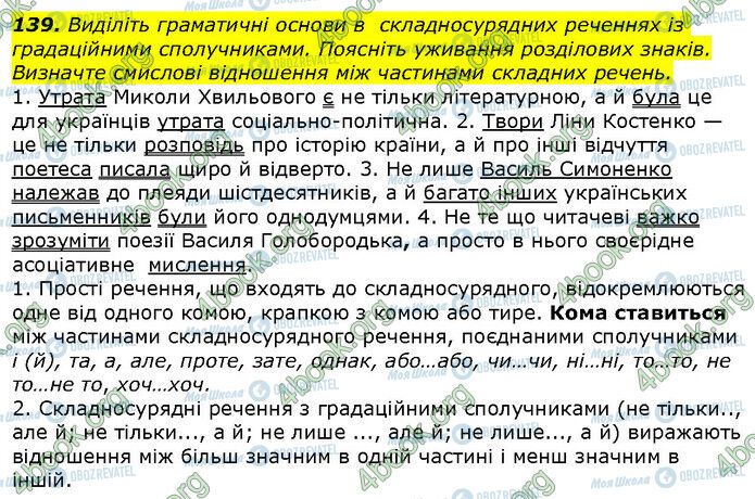 ГДЗ Українська мова 9 клас сторінка 139